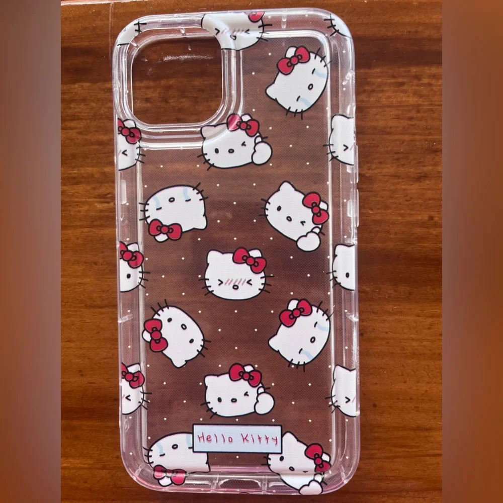 Hello Kitty Clear iPhone Case with Cartoon Cat Pattern and Precise Cutouts